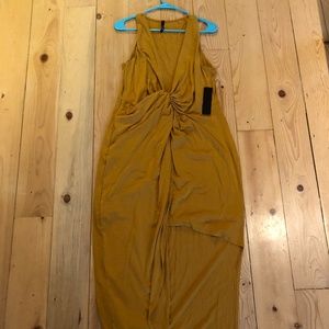 Asymmetrical Mustard Yellow Midi Dress PLUS SIZE